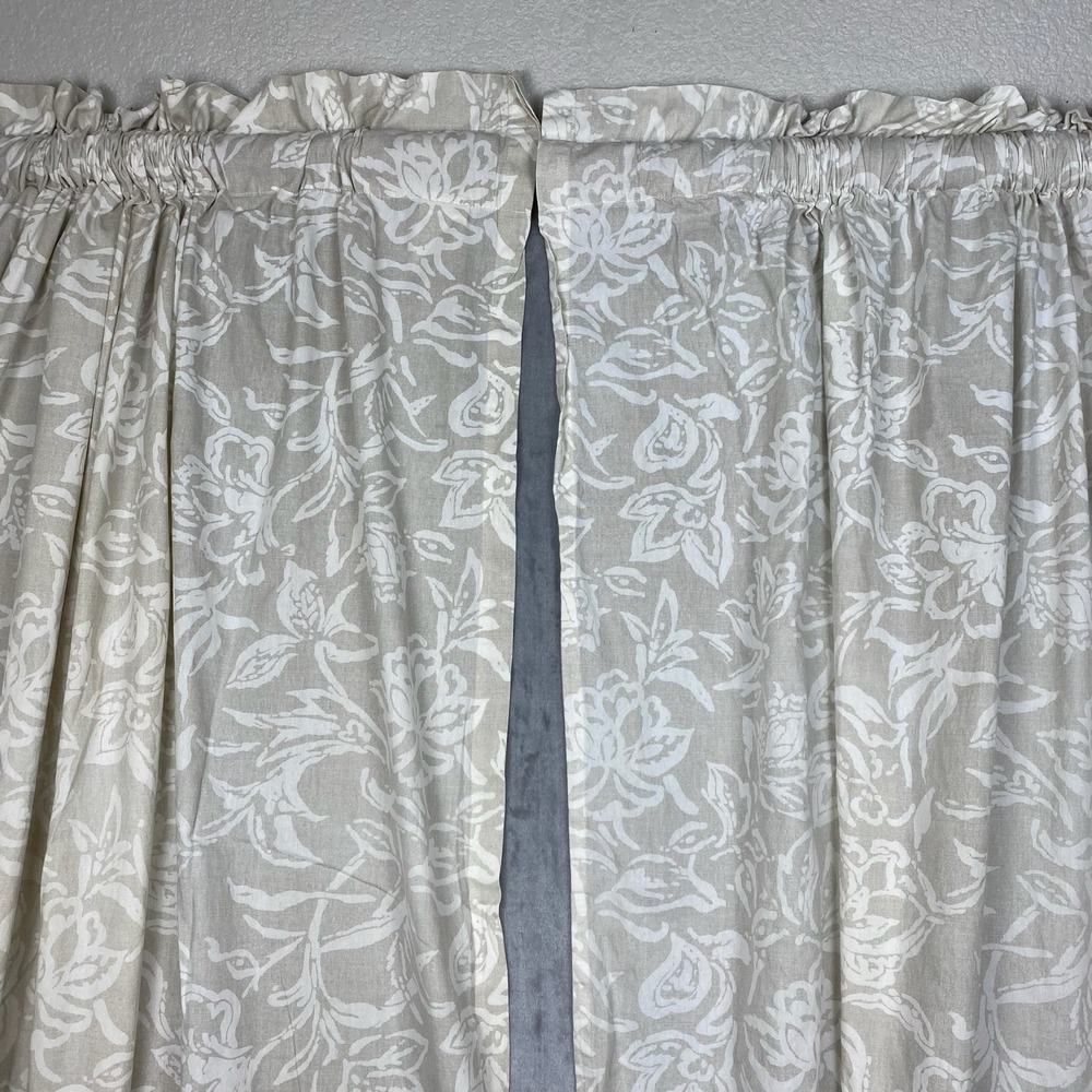 Nautica Floral Print Curtains 2 Panels 96 x 52 Rod Pocket 100% Cotton Coastal
